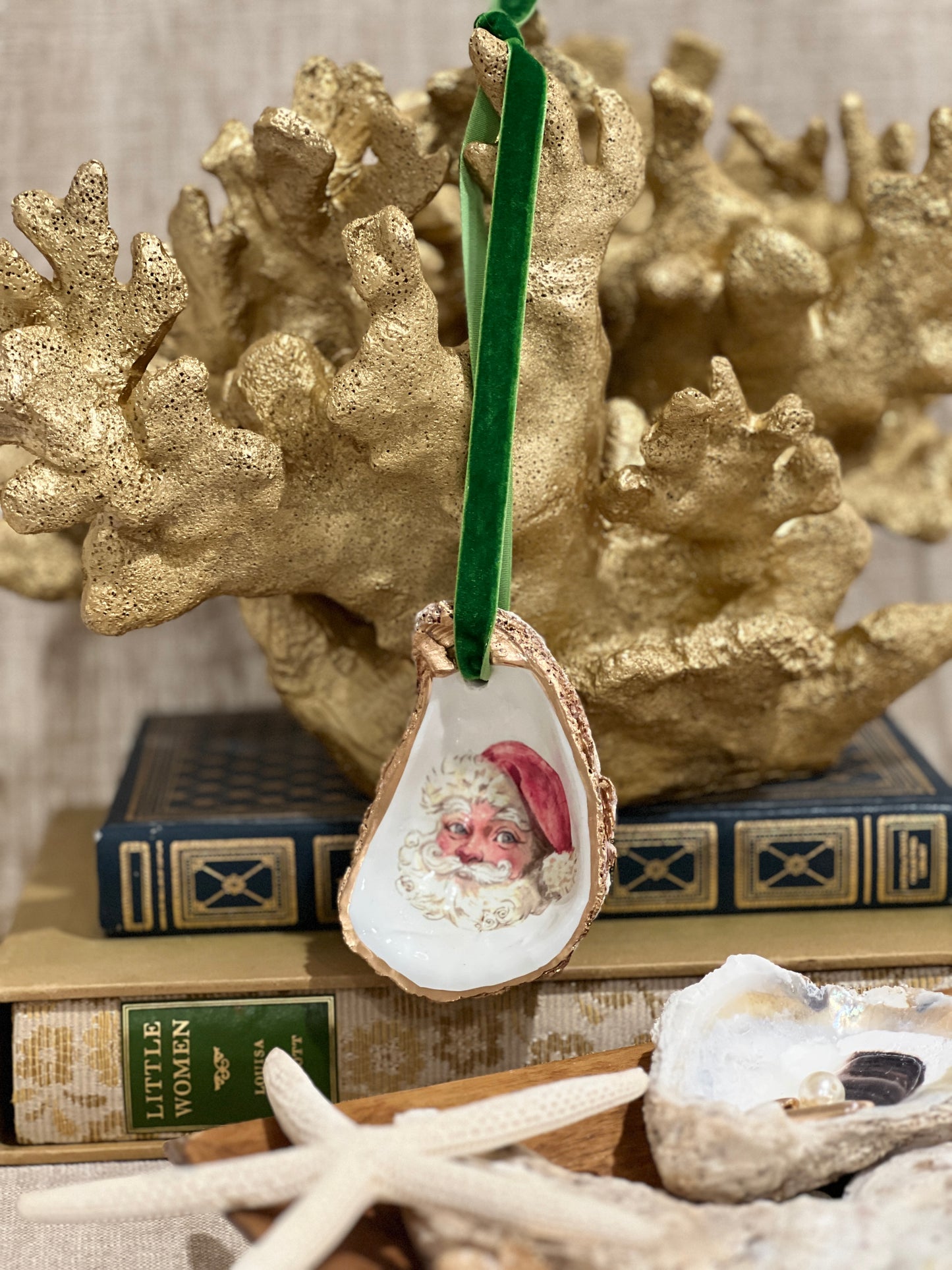 Vintage Santa Oyster Ornament