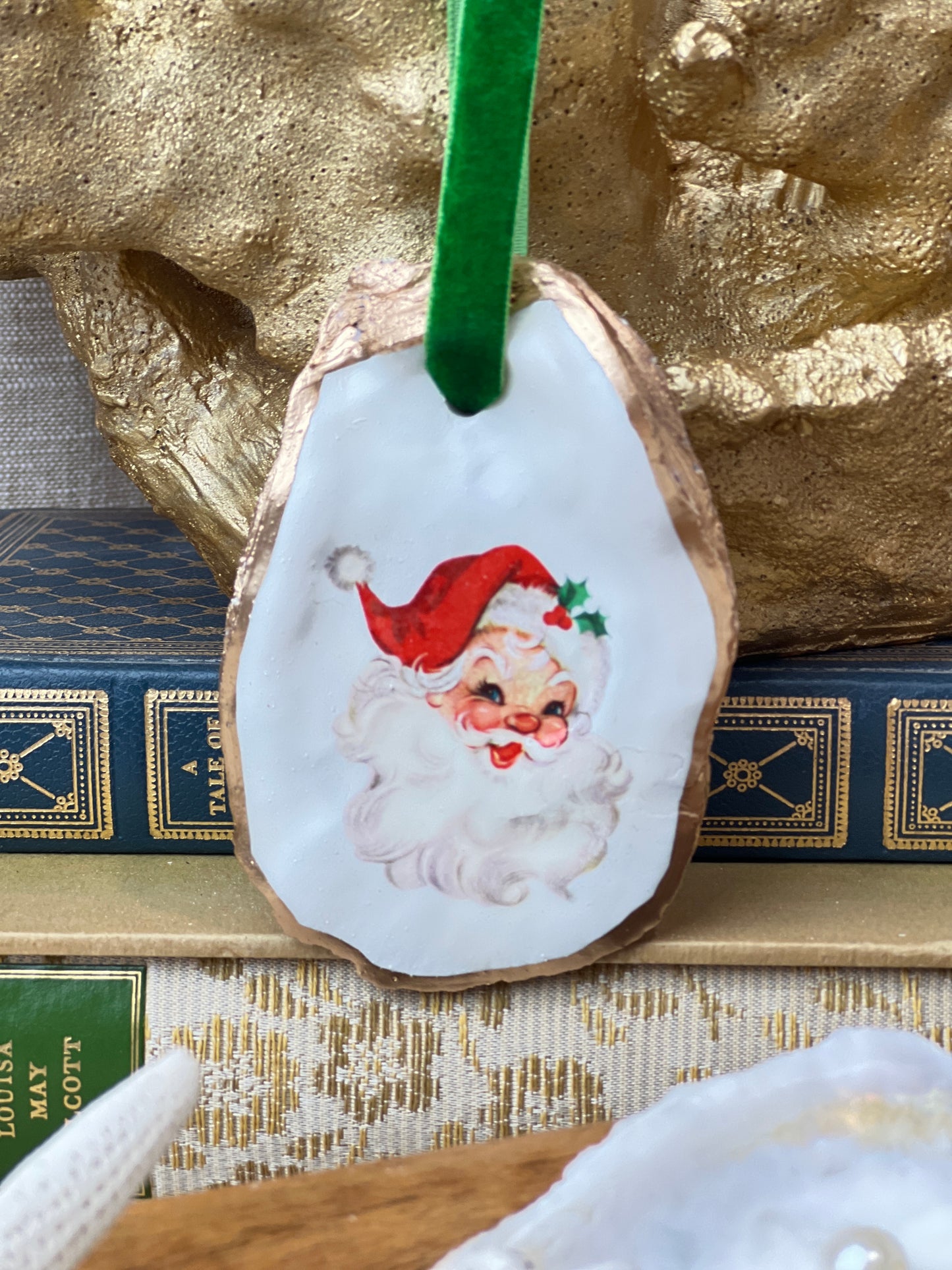Retro Red Santa Oyster Ornament