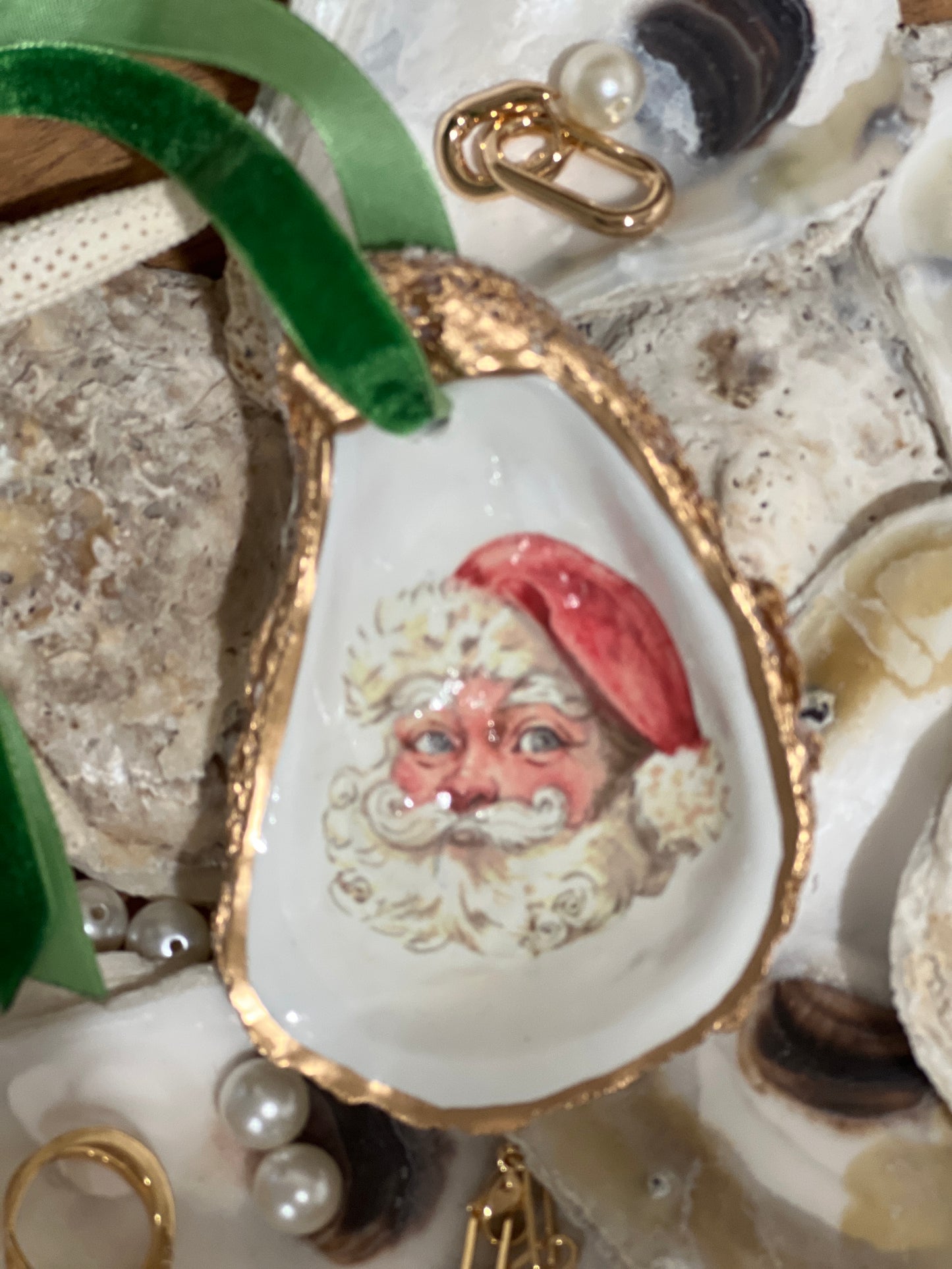 Vintage Santa Oyster Ornament