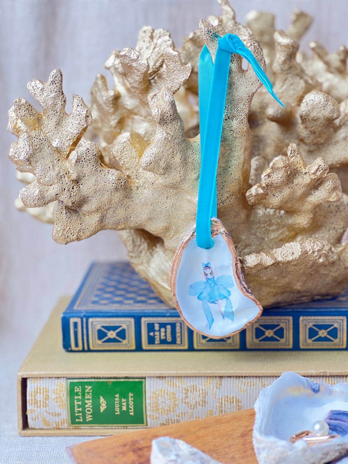 Blue Ballerina Oyster Ornament