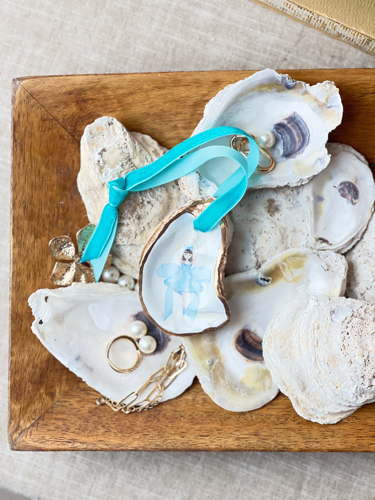 Blue Ballerina Oyster Ornament