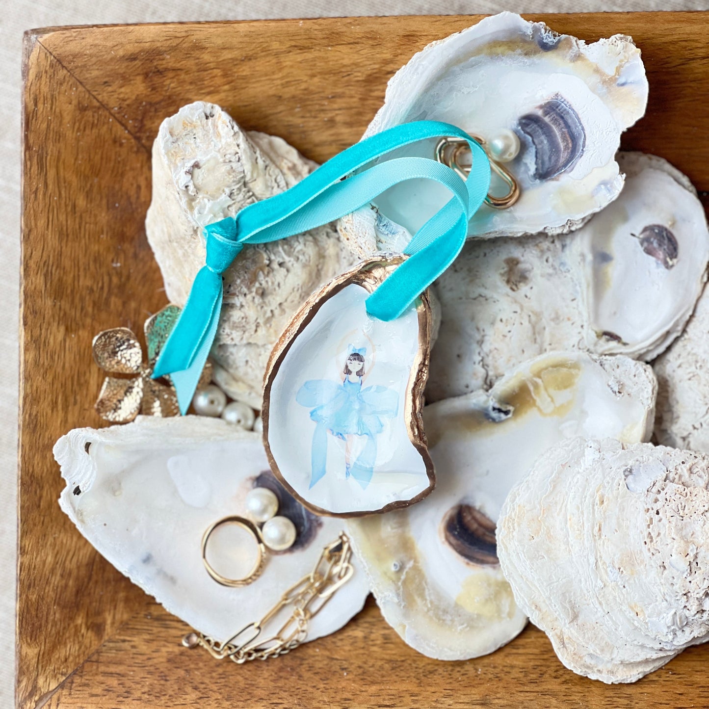 Blue Ballerina Oyster Ornament