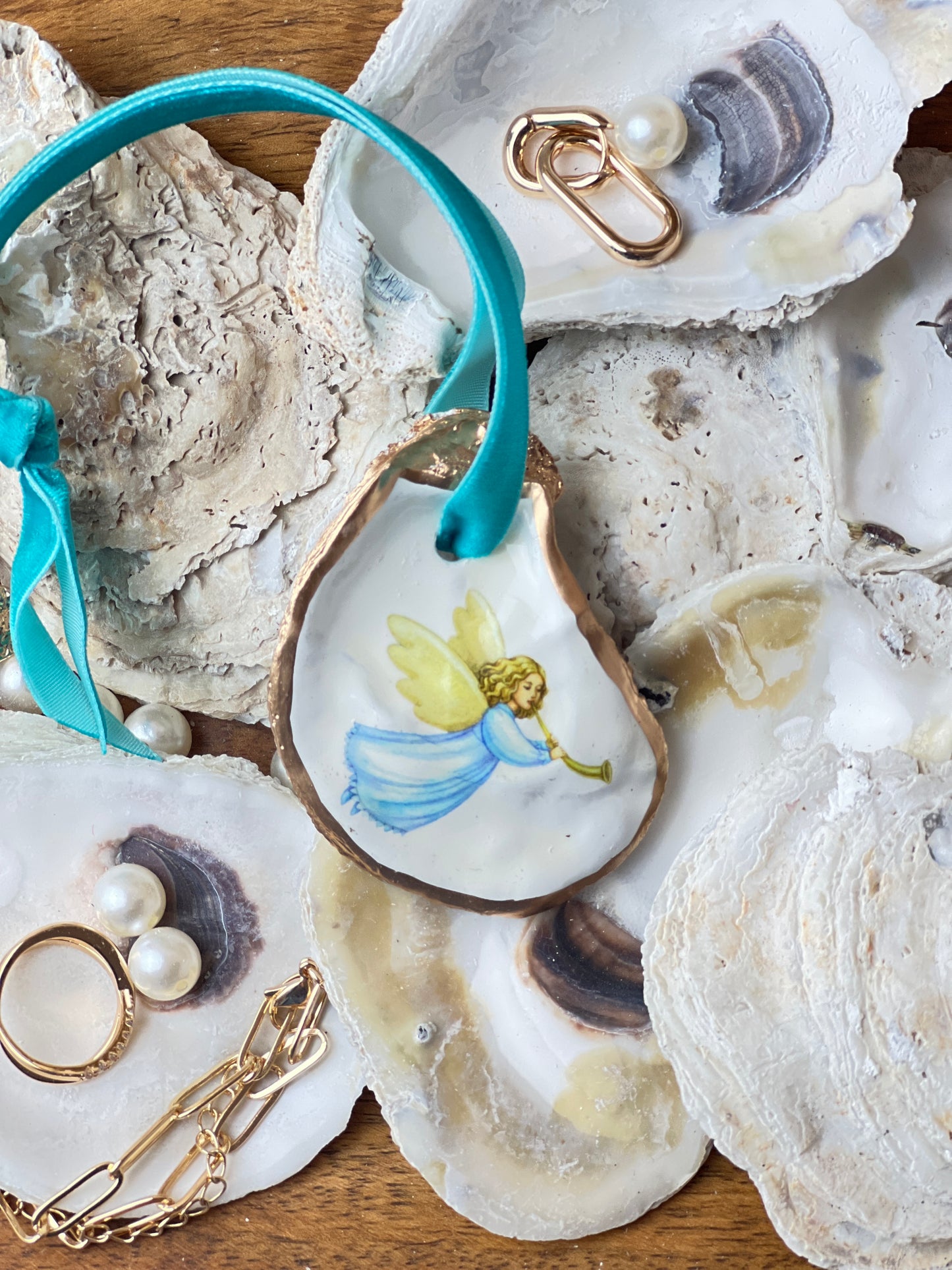 Blue Angel Oyster Ornament