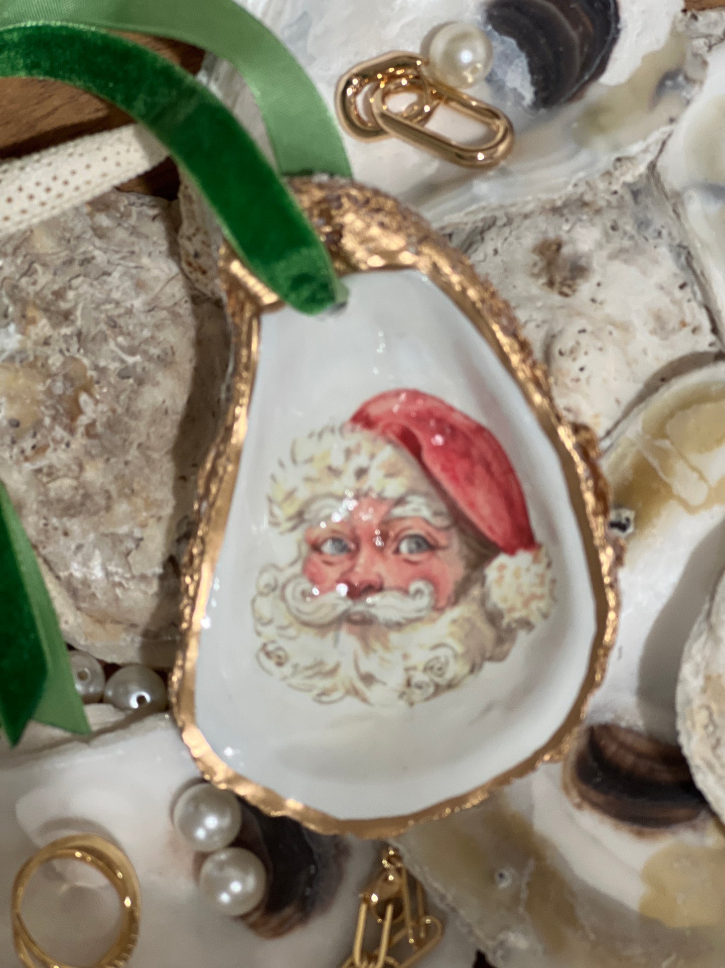 Vintage Santa Oyster Ornament