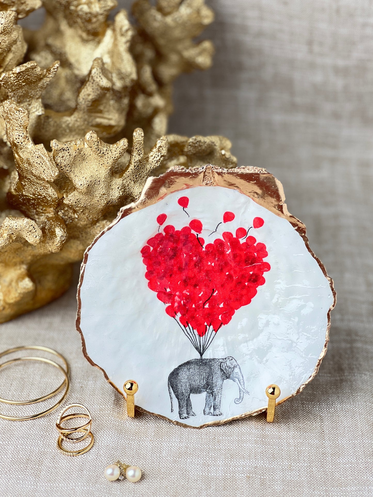 Elephant Hearts Scallop Shell