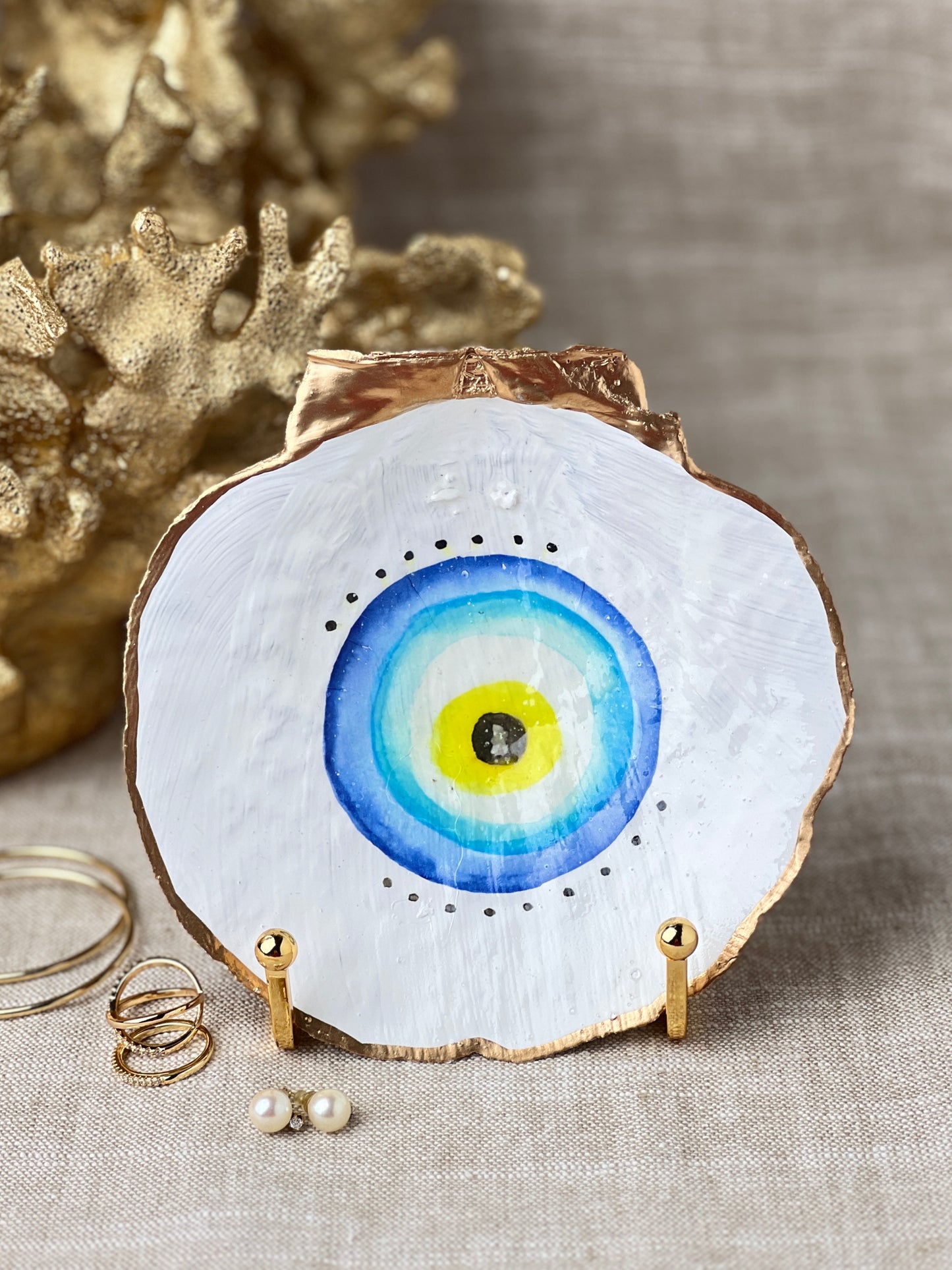 Blue Evil Eye Scallop Shell