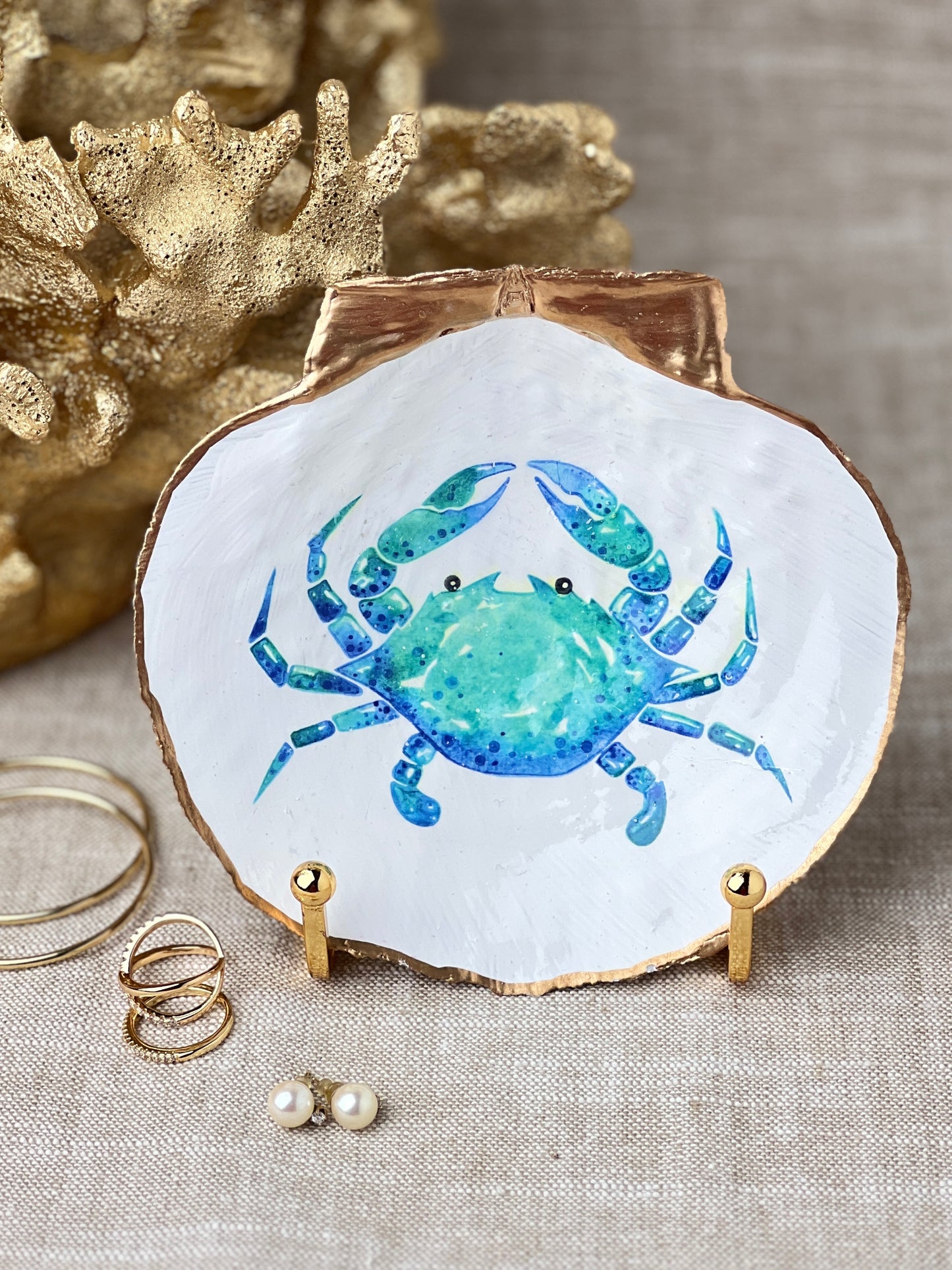 Blue White Crab Scallop Shell