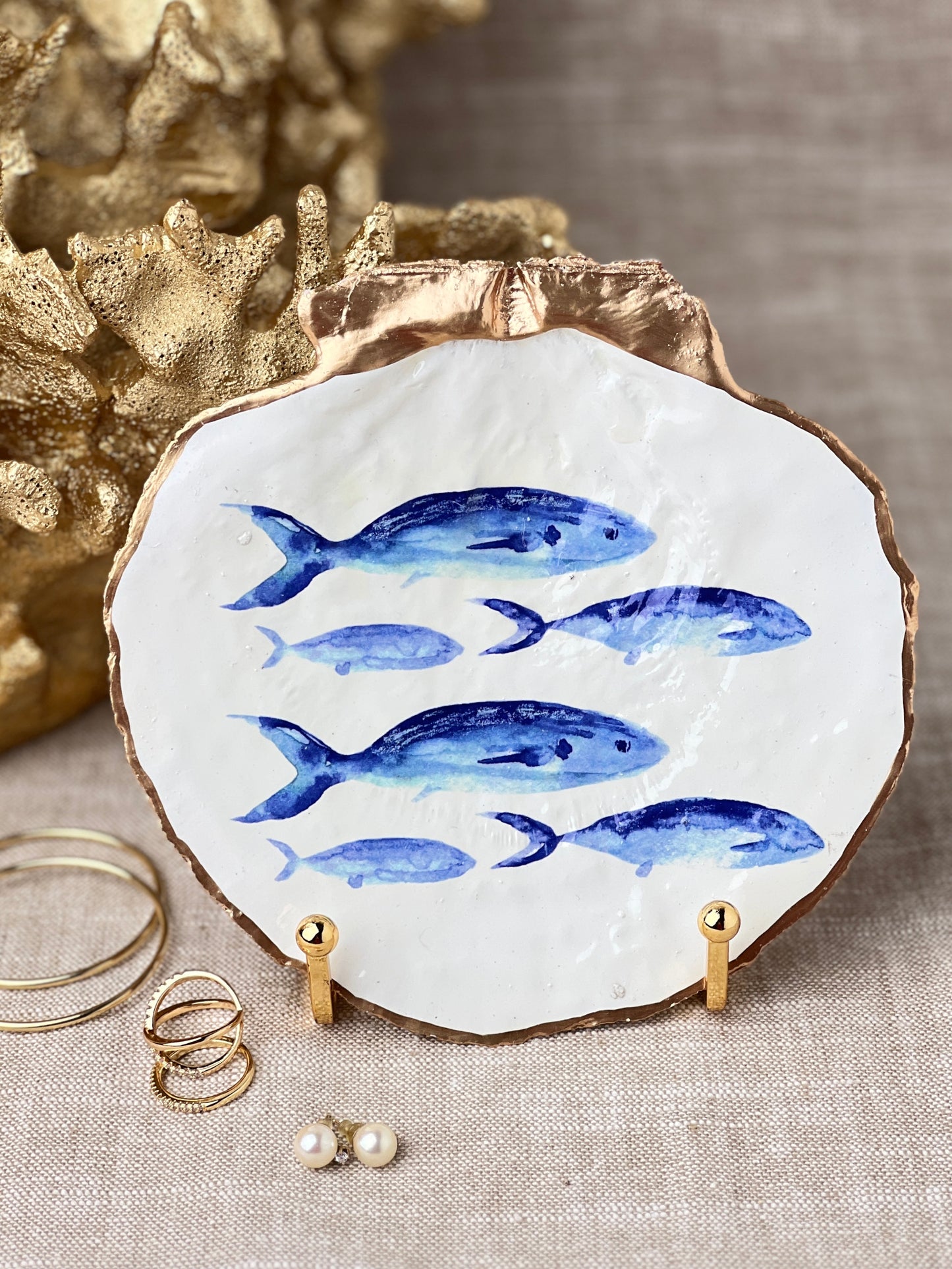 Blue Fish Scallop Shell