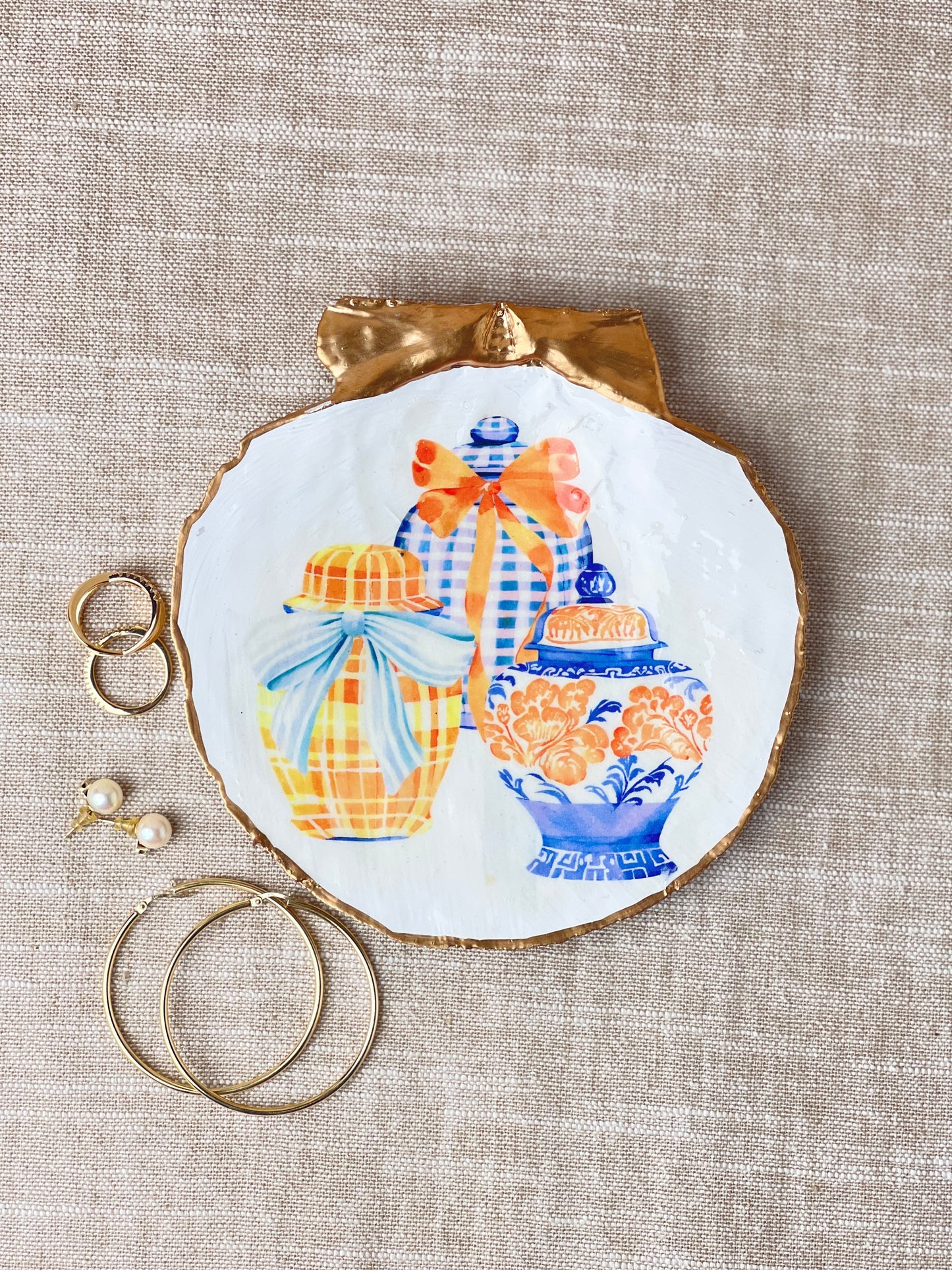 Chinoiserie Ginger Jar Scallop Shell