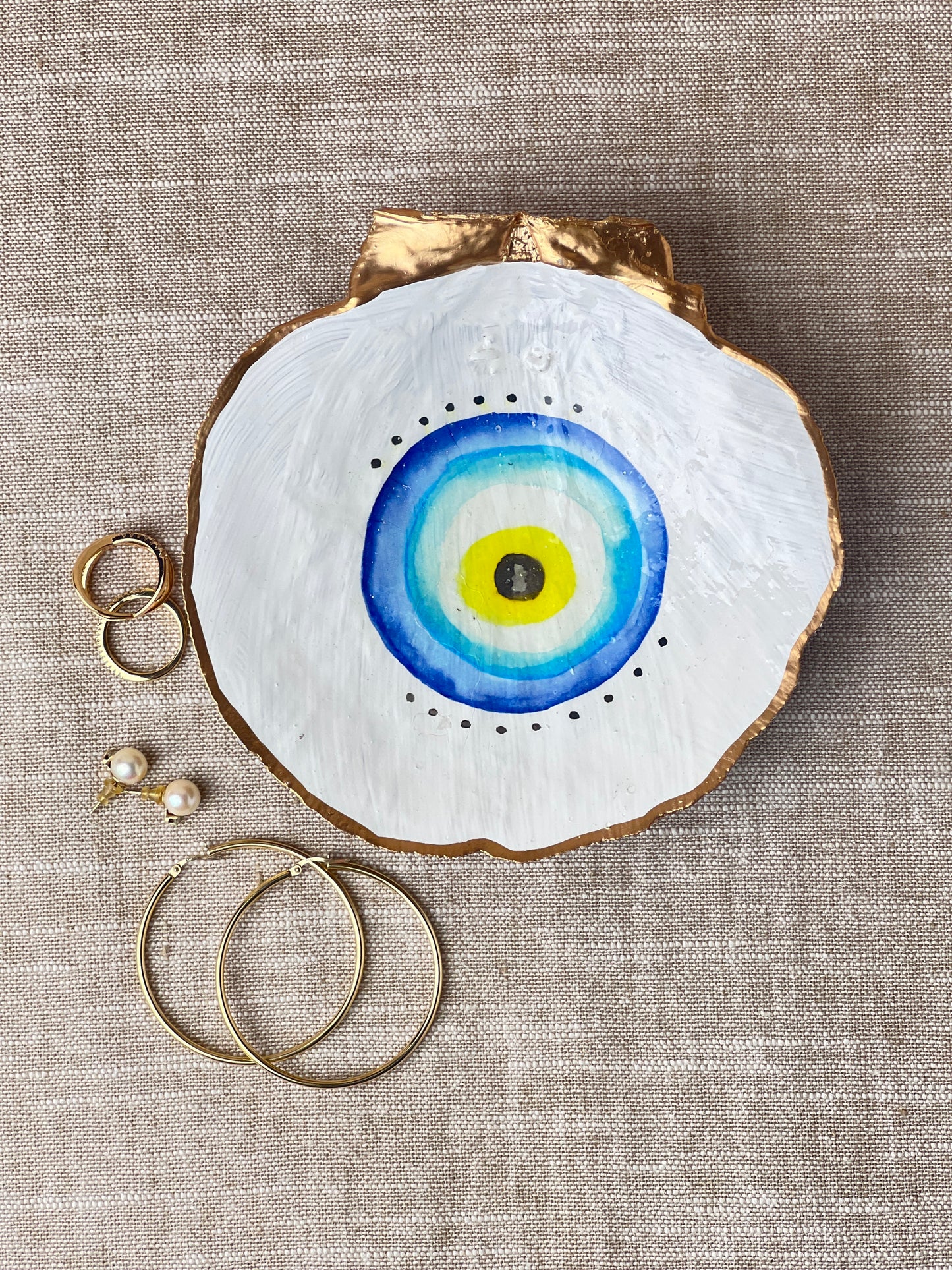 Blue Evil Eye Scallop Shell