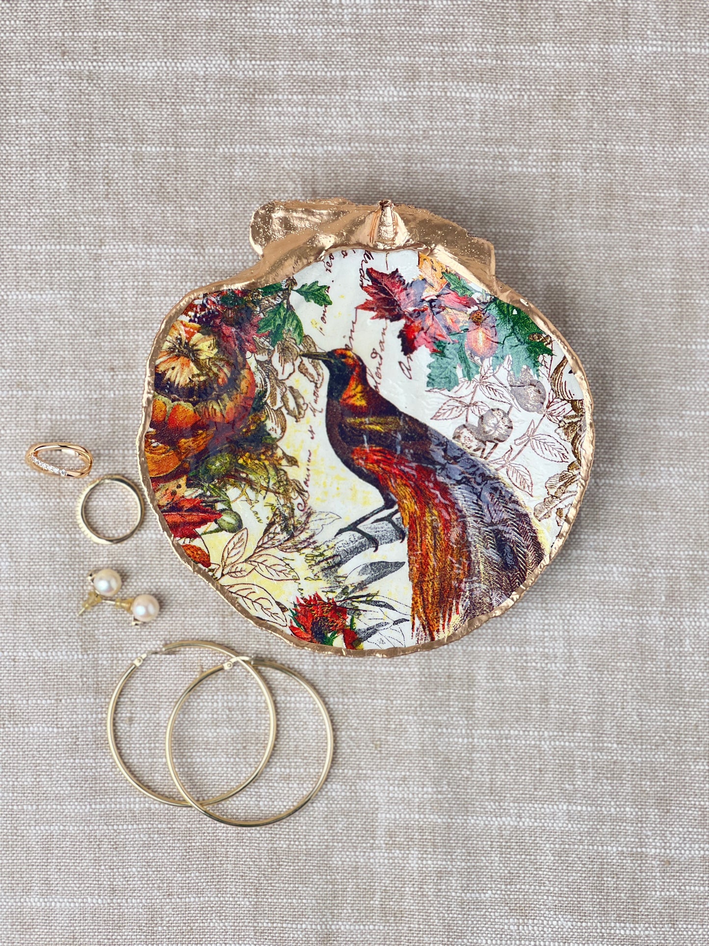 Fall Partridge Bird Scallop Shell