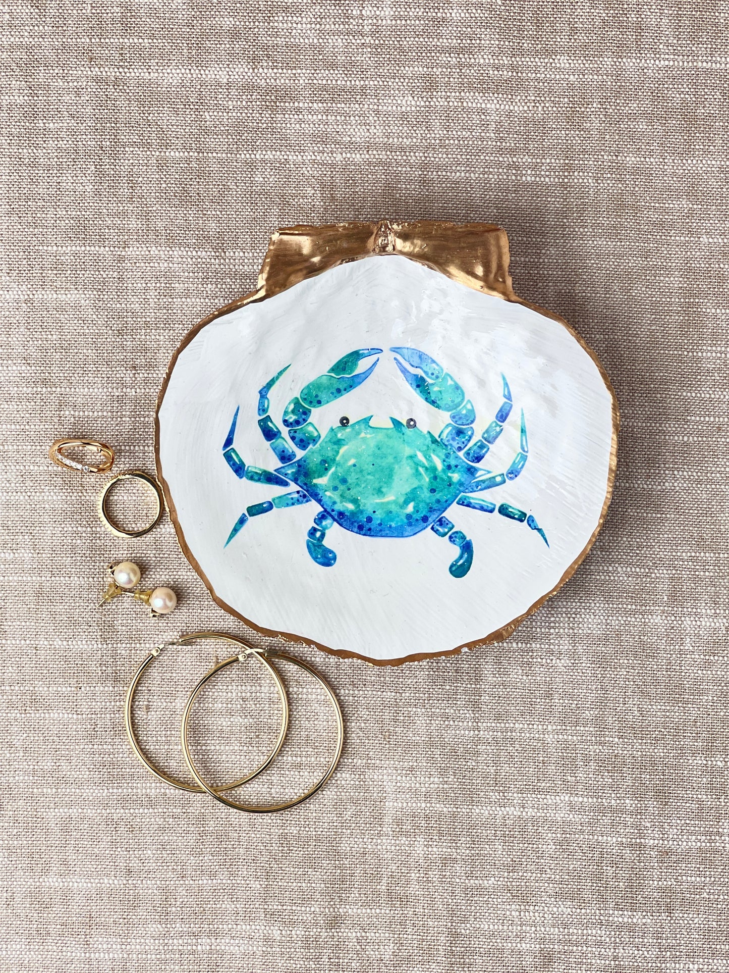 Blue White Crab Scallop Shell