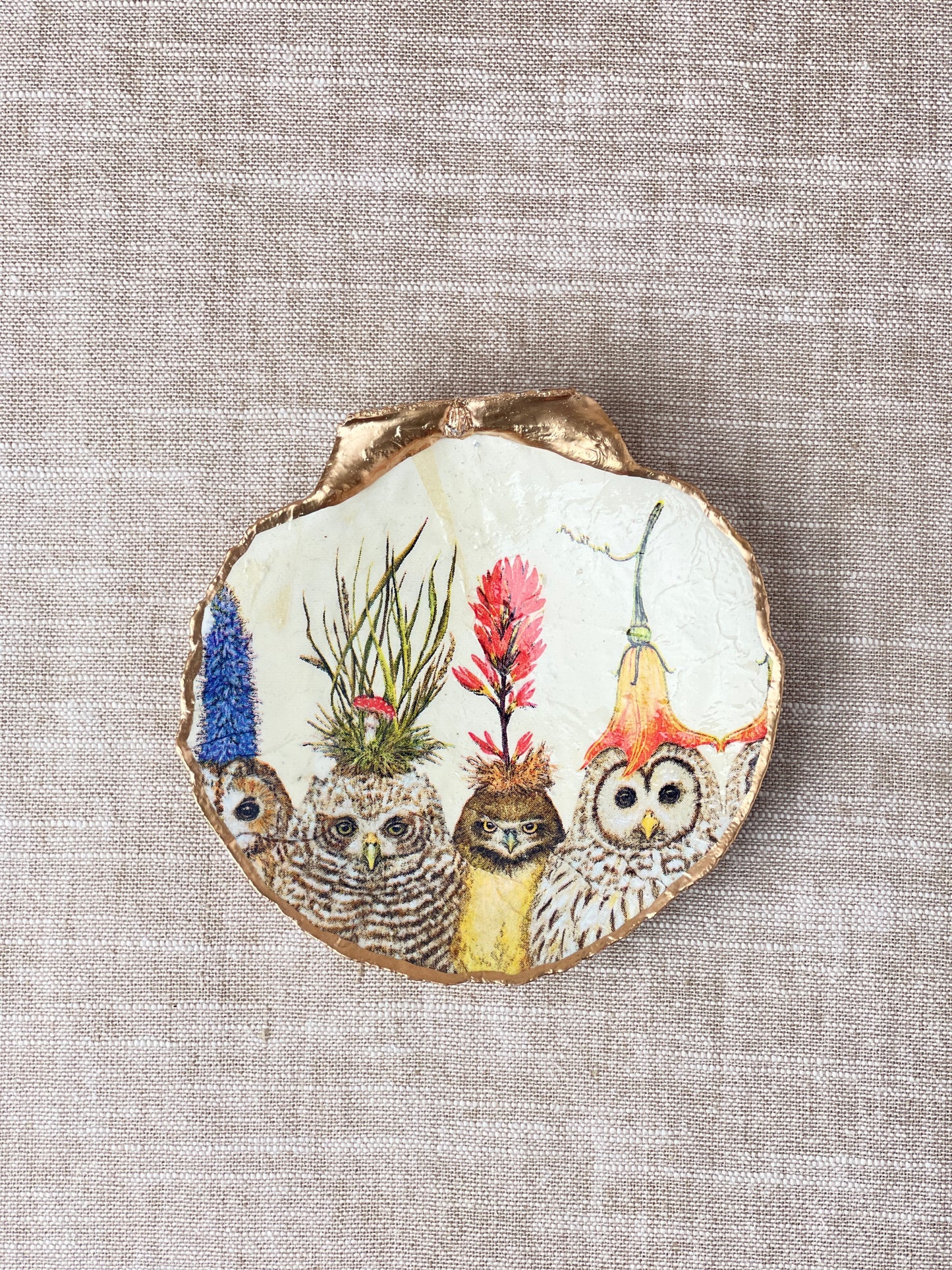 Birds with Hats Scallop Shell