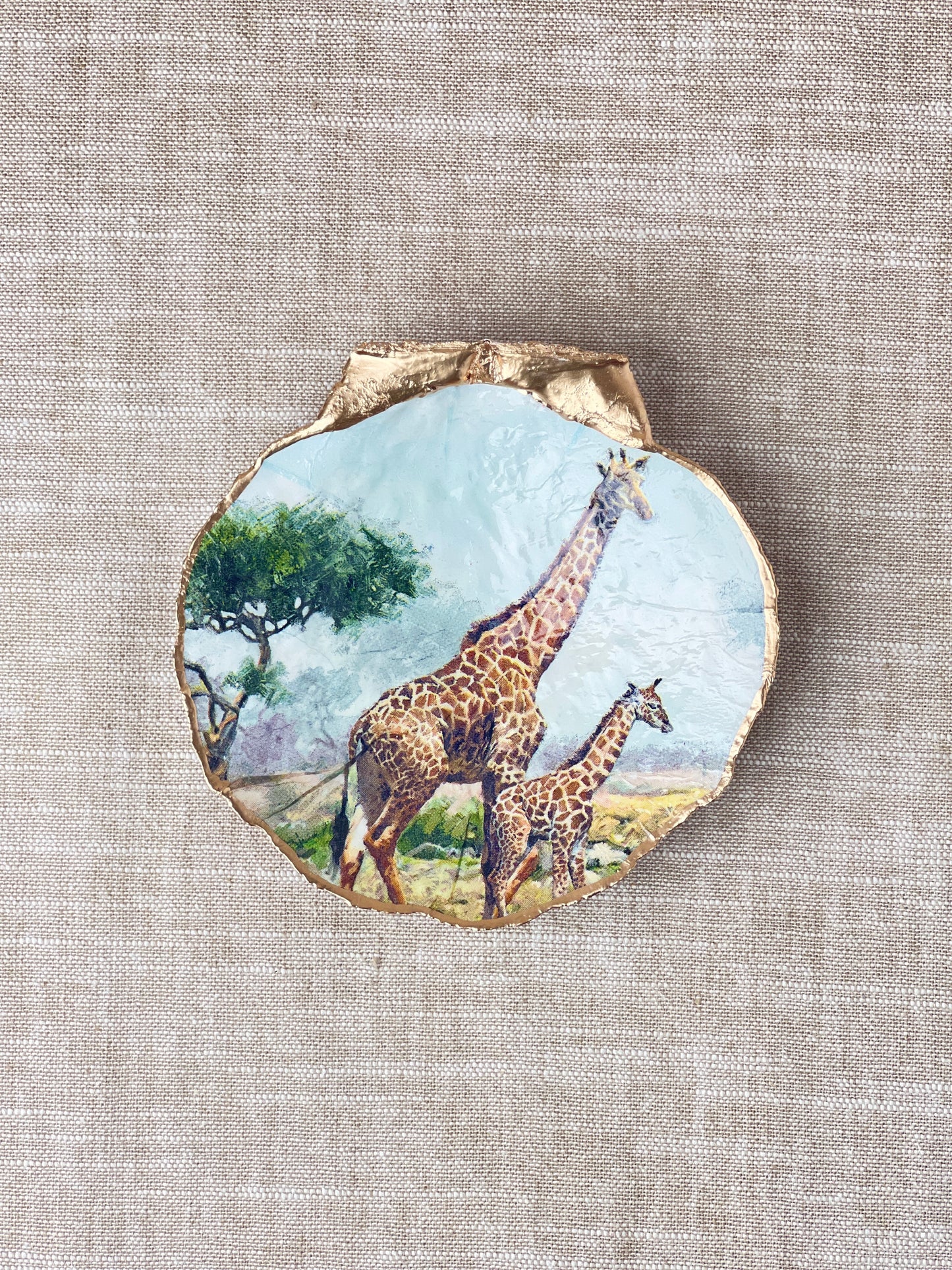 Giraffe Safari Scallop Shell