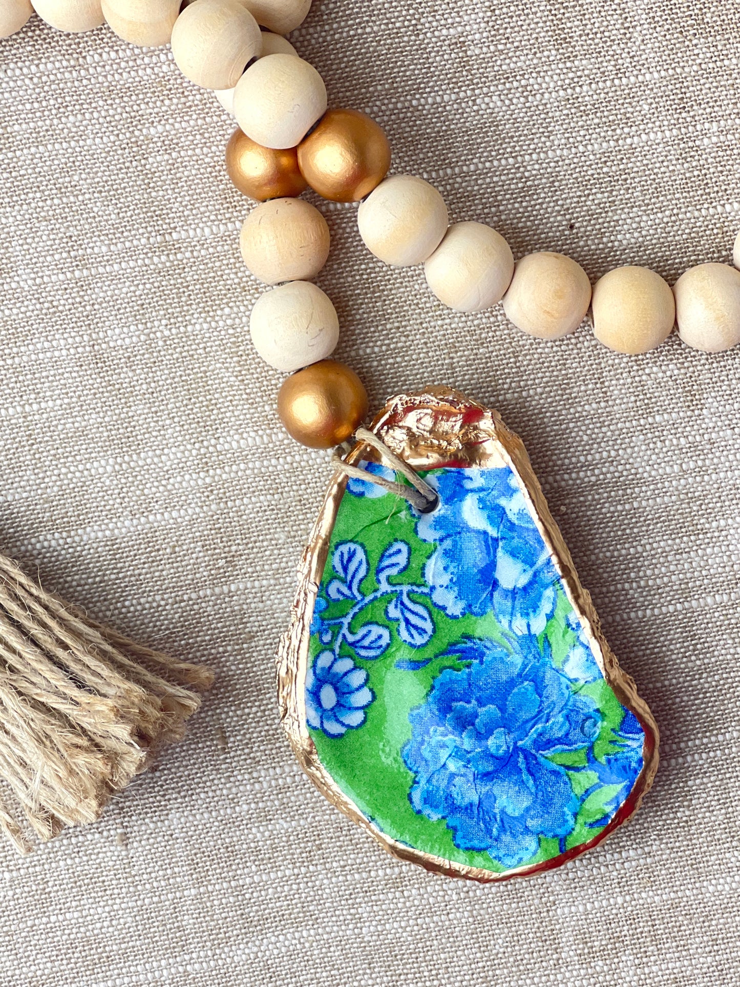 Green Blue Floral Chinoiserie Blessing Beads