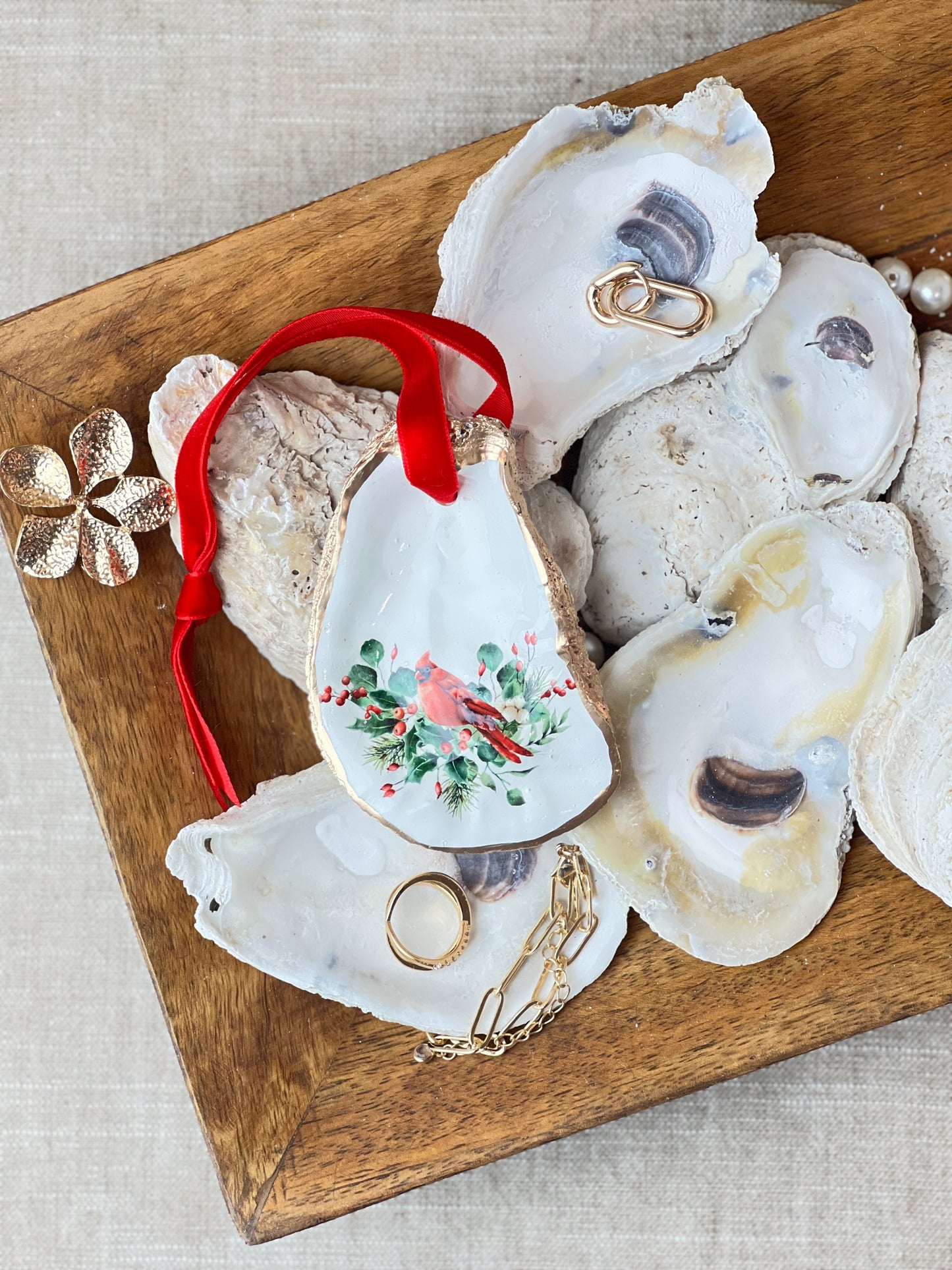 Red Cardinal Oyster Ornament