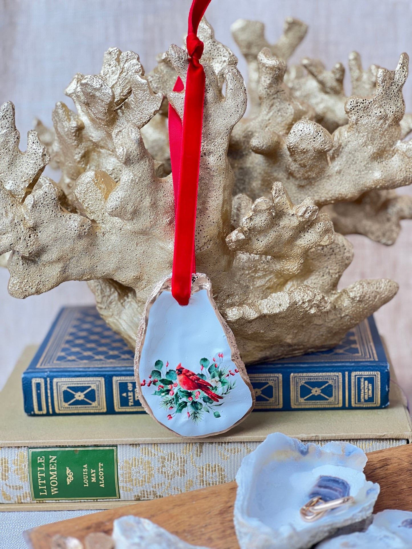 Red Cardinal Oyster Ornament
