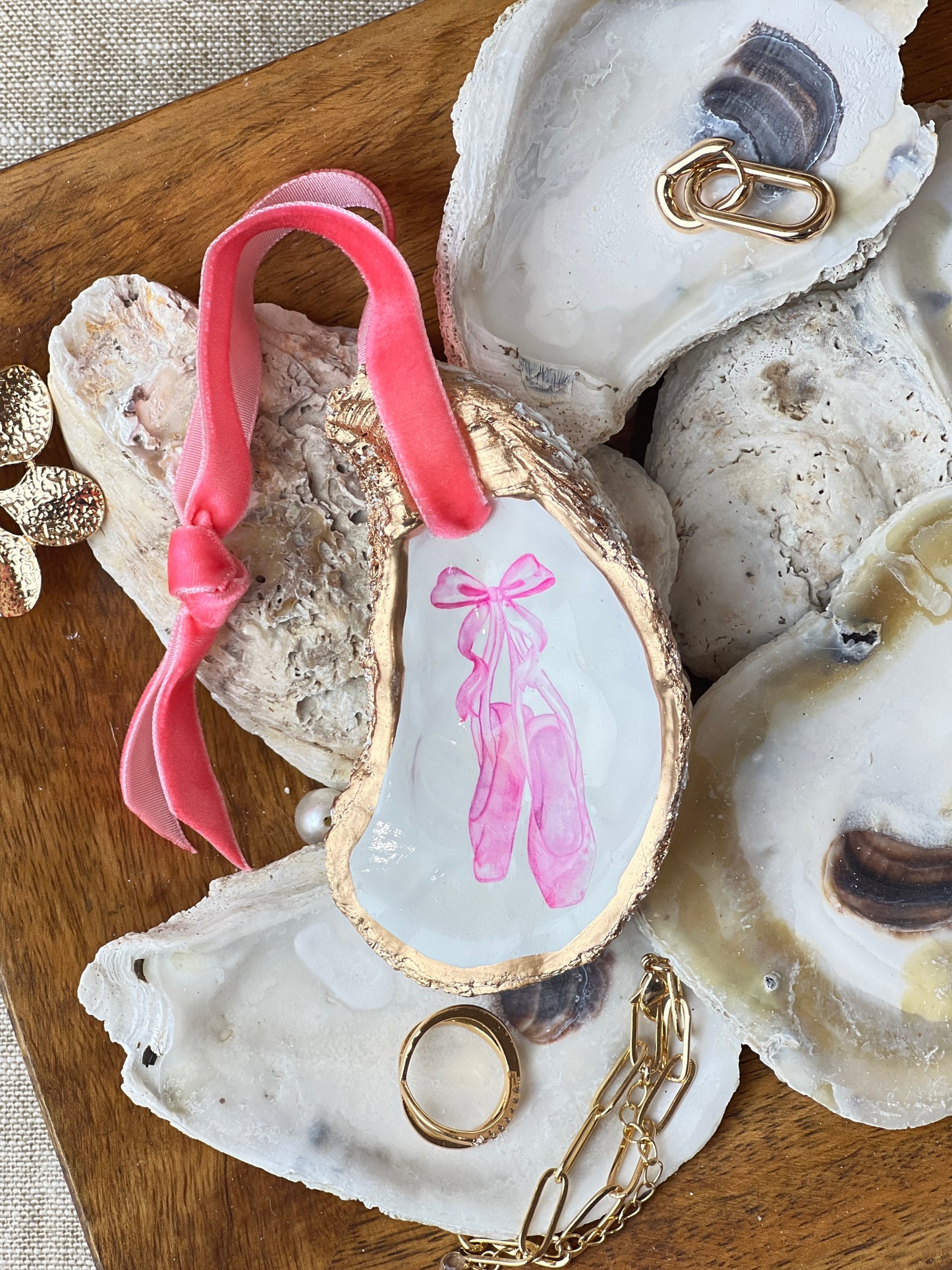 Pink Ballet Slippers Oyster Ornament