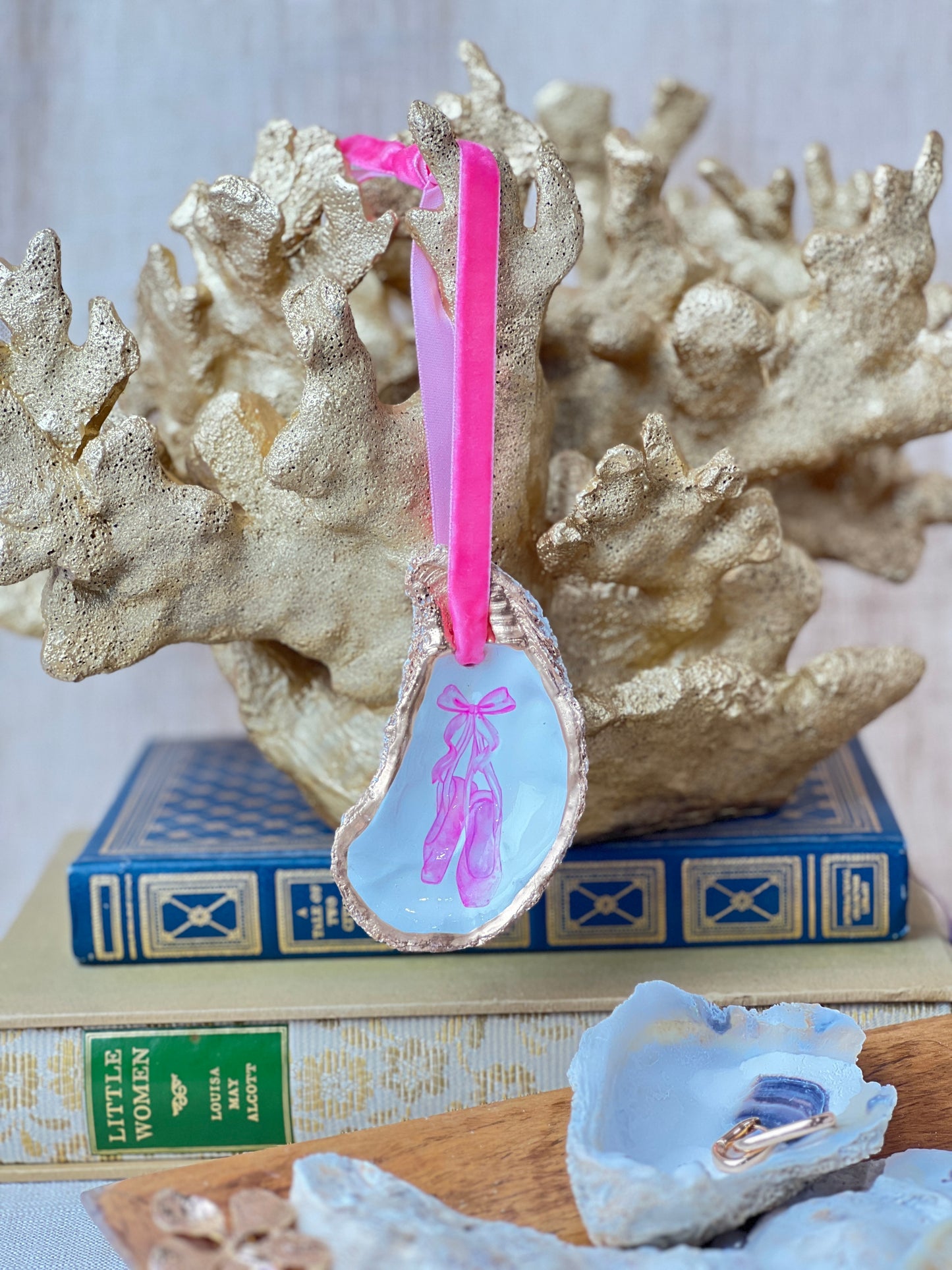 Pink Ballet Slippers Oyster Ornament