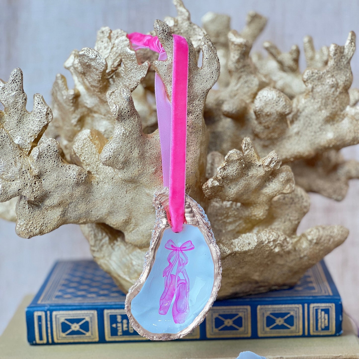 Pink Ballet Slippers Oyster Ornament