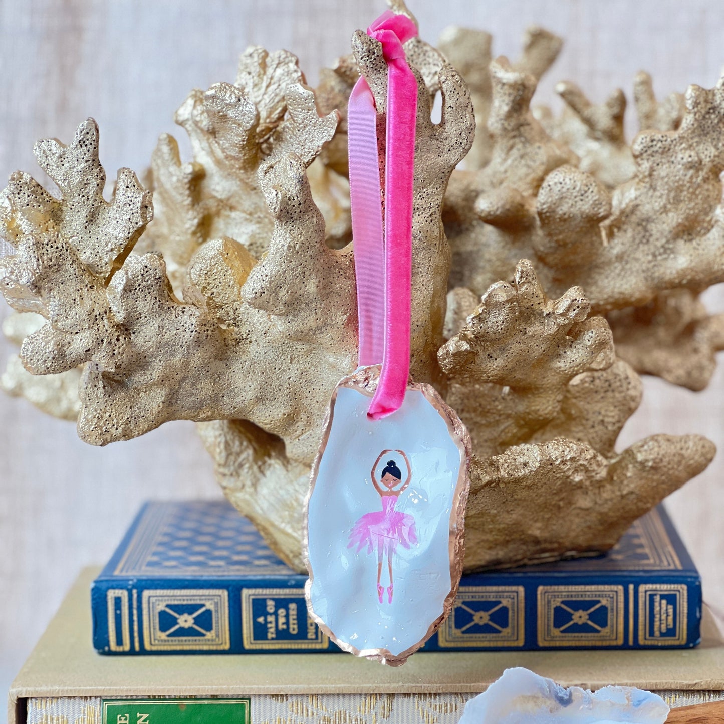Dark Skin Ballerina Oyster Ornament
