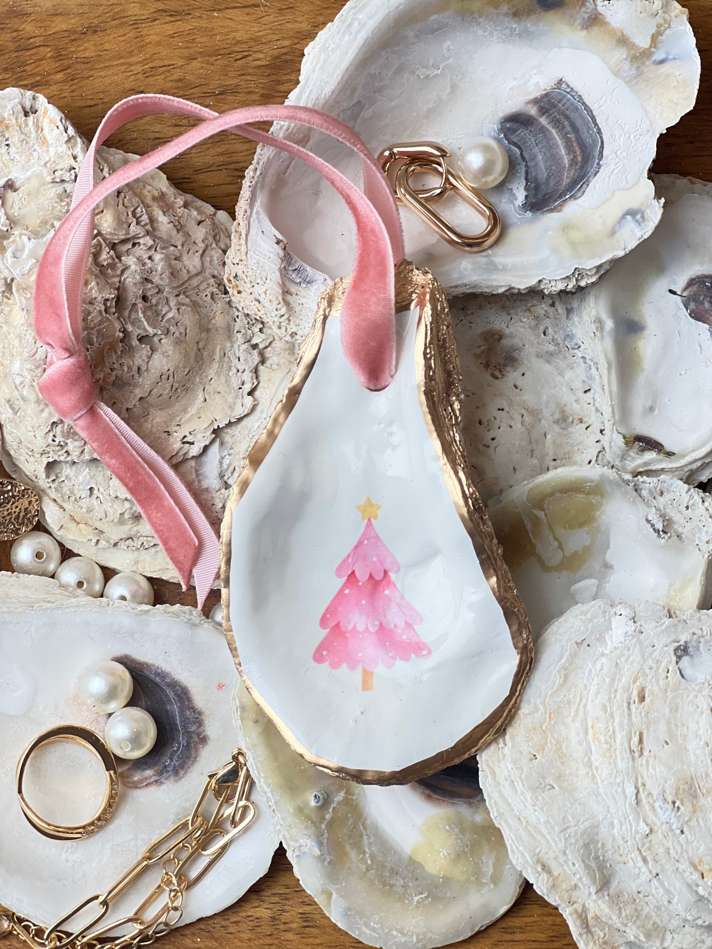 Pink Tree Oyster Ornament