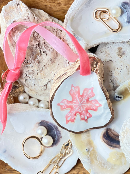Pink Snowflake Oyster Ornament