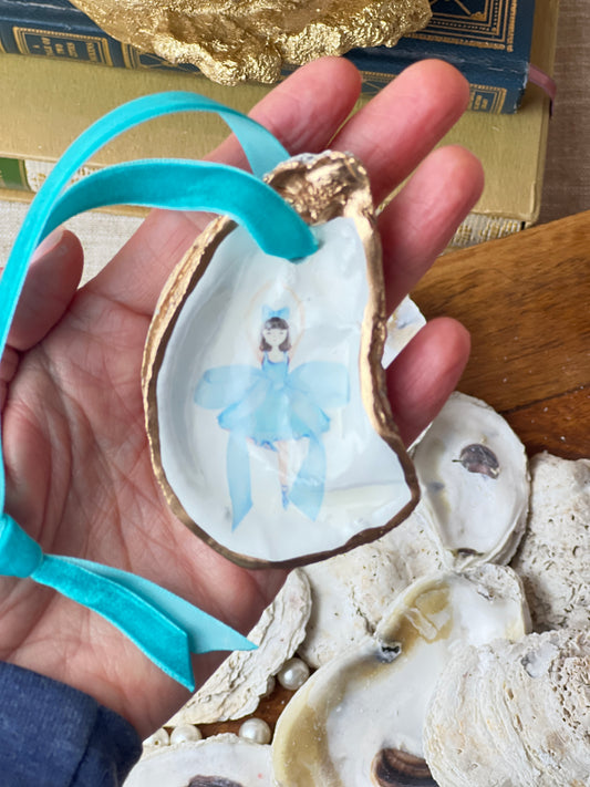 Blue Ballerina Oyster Ornament