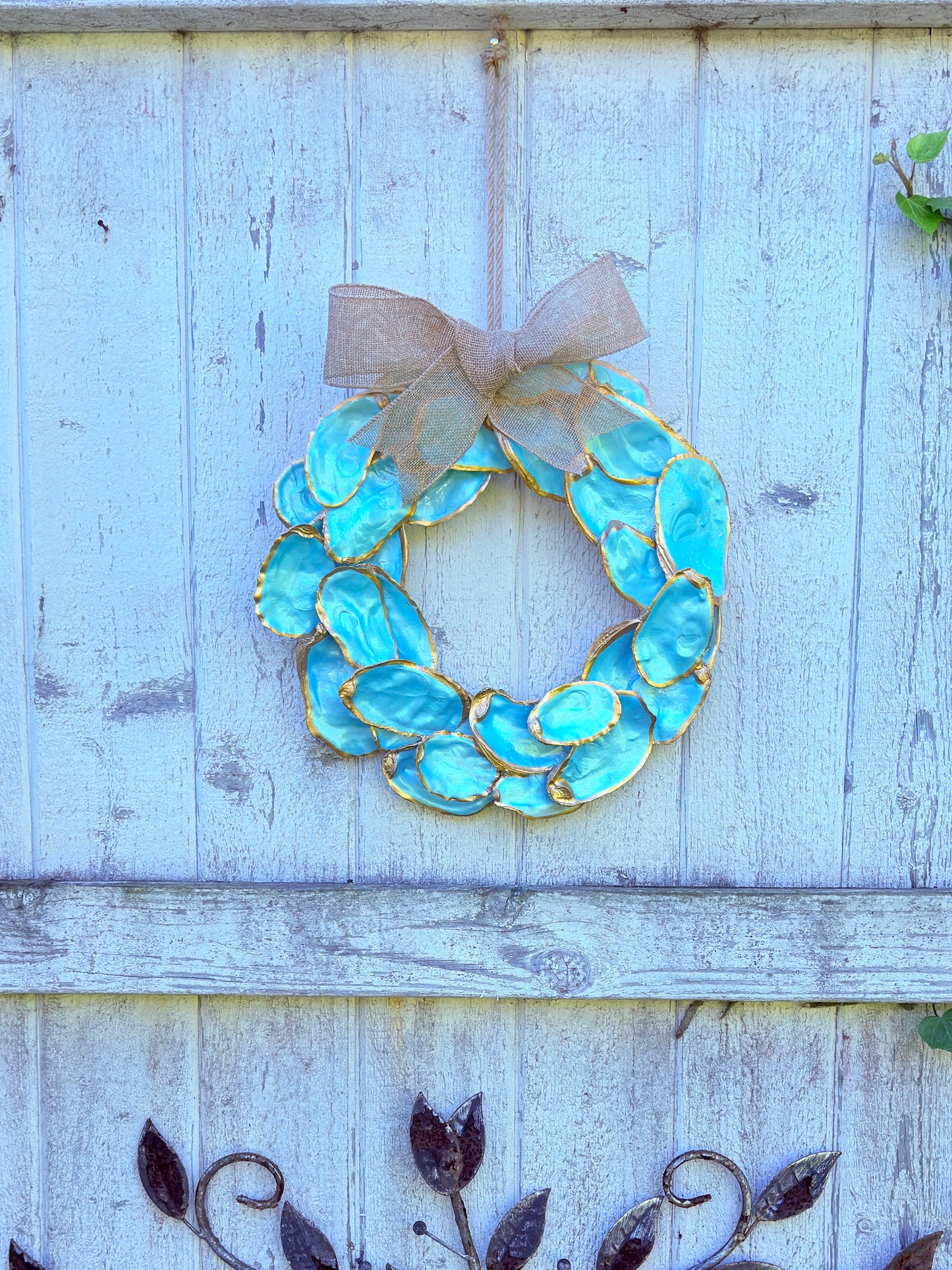 Pearl Sea Foam green Oyster Shell Wreath