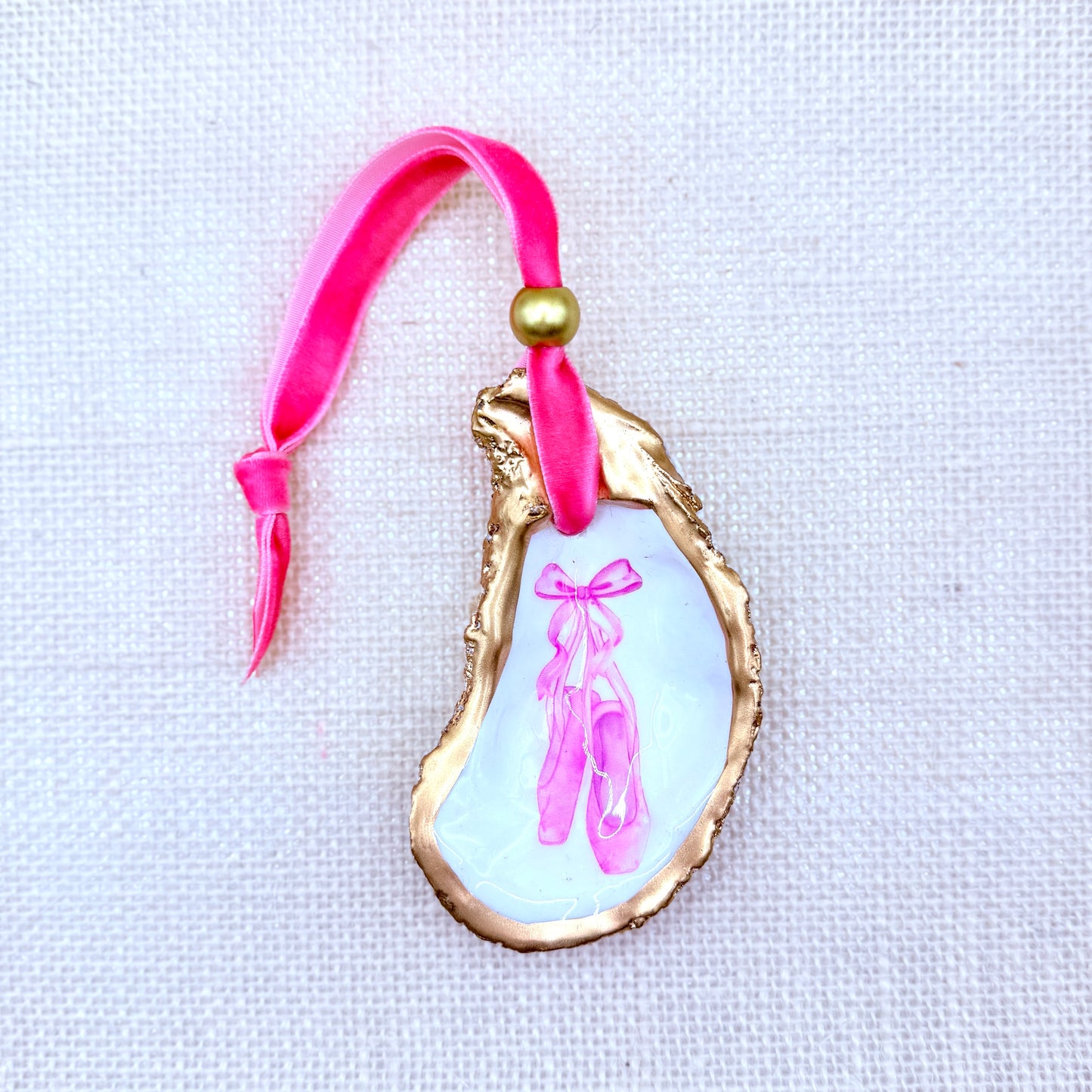 Pink Ballet Slippers Oyster Ornament