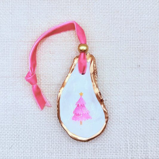 Pink Christmas Tree Oyster Ornament