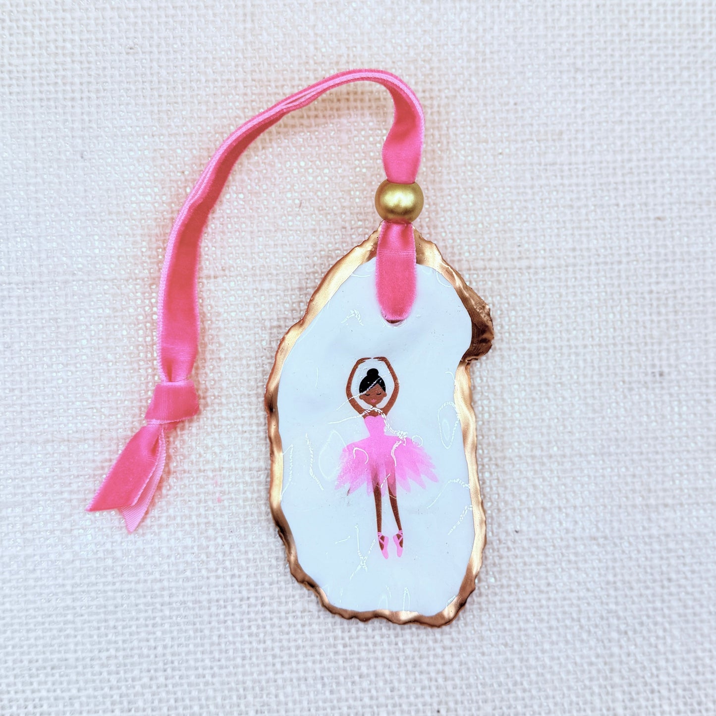 Dark Skin Ballerina Oyster Ornament