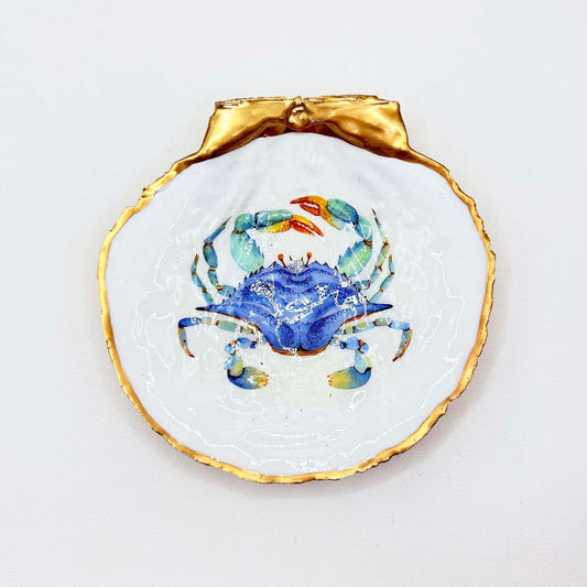 Blue Orange Crab Scallop Shell