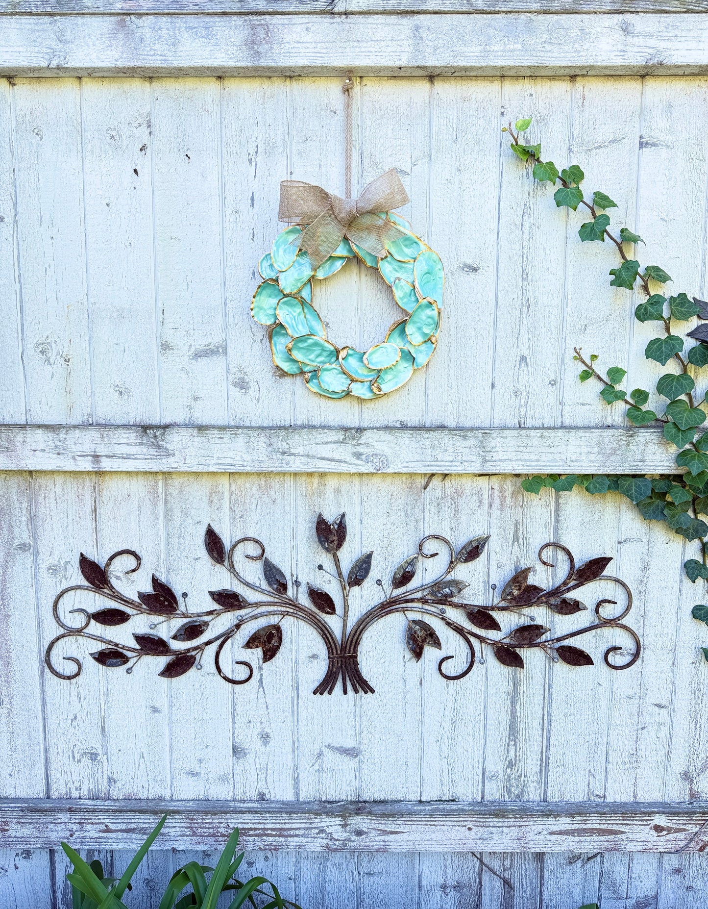 Pearl Sea Foam green Oyster Shell Wreath