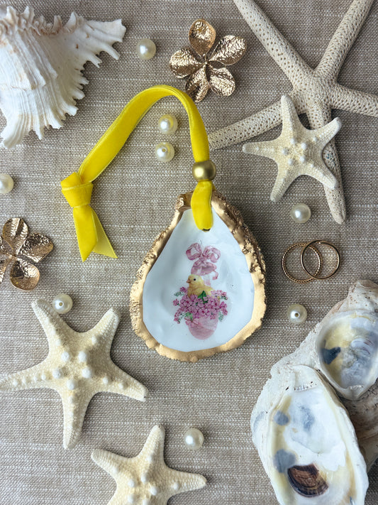 Easter Basket Chicks Oyster Ornament pink yellow