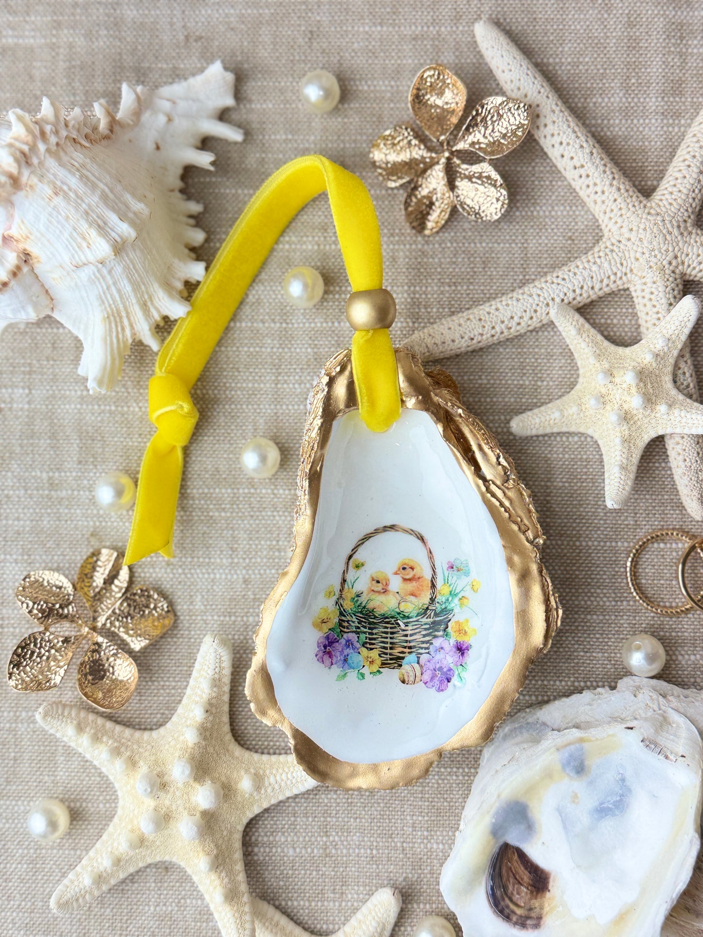 Easter Basket Chicks Oyster Ornament