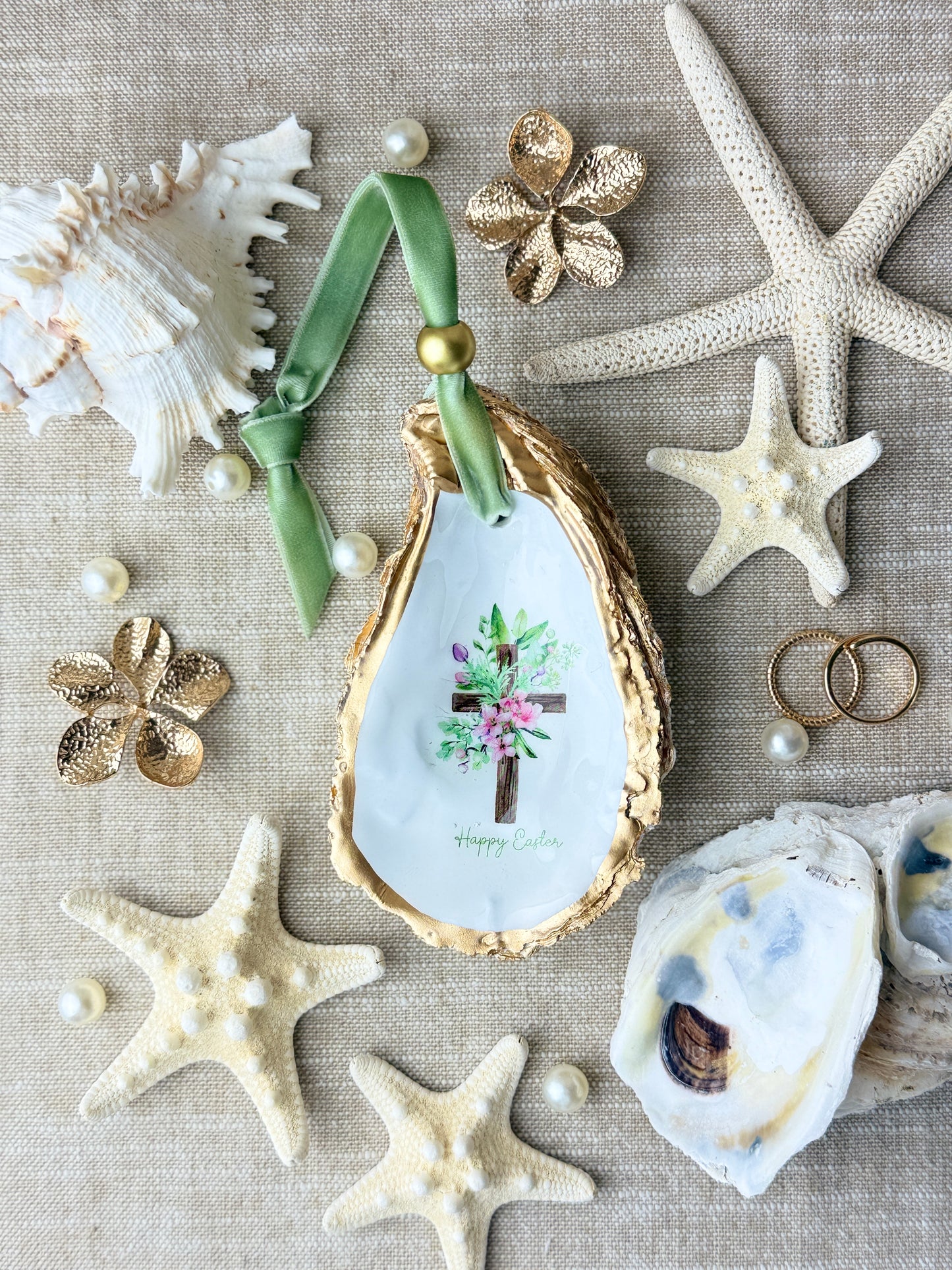 Easter Cross Oyster Ornament