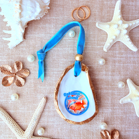 Catalina Island Garibaldi Fish Oyster Ornament