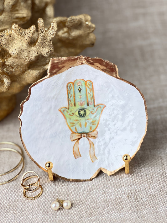 Hamsa Hand Scallop Shell