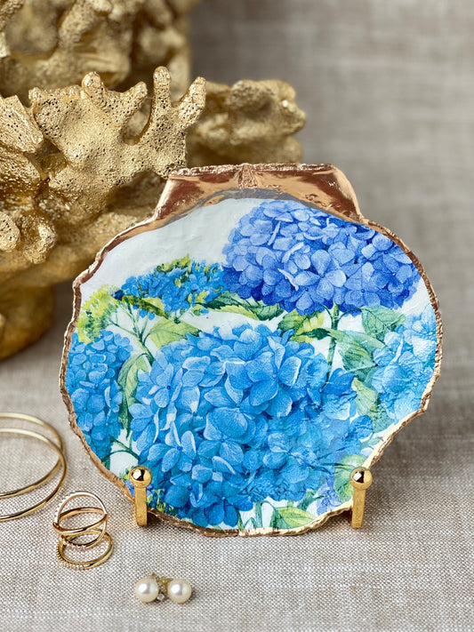 Blue Hydrangea Scallop Shell