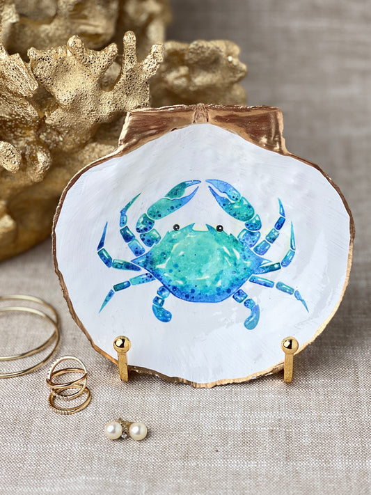 Blue White Crab Scallop Shell